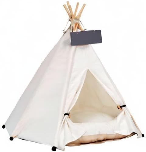 Dog Teepee Bed Cat Tent Portable Houses Pet Puppy with Thick Cushion (S:Size fits 7kg/15lbs (Pets))