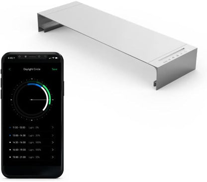 ONF Flat One+ 24 in 24/7 Cycle Aquarium Light, Blue White Full Spectrum Colorfull LED Light, Fish Tank Light Brightness Dimmable & Color Temperature APP Controlled, Sunrise & Sunset Hood Style