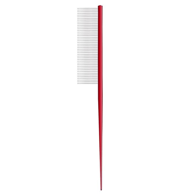 Pet Grooming Comb Rat Tail Comb Cat Hair Trimmer Combs Dog Hairstyle Comb Float Hair Removal Dematting for Cat Dogs Cat Comb Dog Comb Rounded Ends Pet Hair Comb for Home Grooming (One Size,red 2)