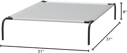 Amazon Basics Cooling Breathable Elevated Dog Bed with Metal Frame for Large Dogs, 51 x 31 x 8 Inch, Grey