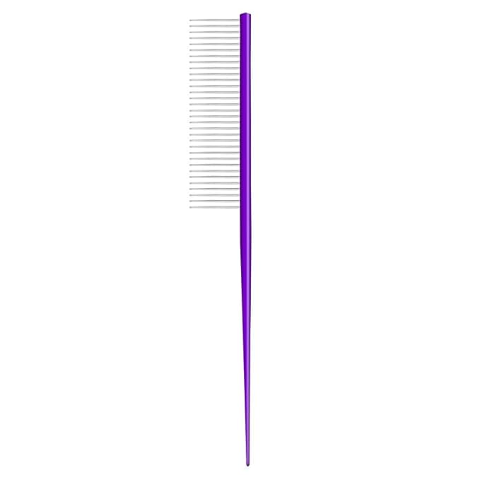 Pet Grooming Comb Rat Tail Comb Cat Hair Trimmer Combs Dog Hairstyle Comb Float Hair Removal Dematting for Cat Dogs Cat Comb Dog Comb Rounded Ends Pet Hair Comb for Home Grooming (One Size,Purple 3)