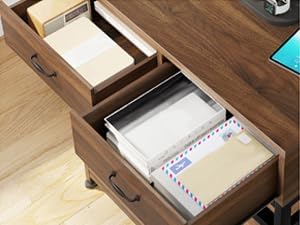 DWVO Dog Crate Furniture with Storage Shelves, Heavy Duty Dog Crate with Drawers & Charging Station, 32 Inch Dog Kennel Indoor Furniture for Medium Dogs, Modern Dog Crate with Double Doors, Brown