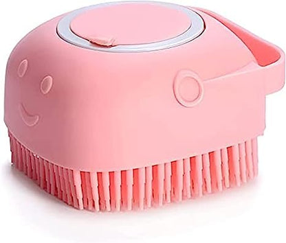 Dog Bath Brush Soft Silicone Dog Shampoo Brush | Pet Shampoo Massage Dispenser Dog Brush for Shedding Massage Dispenser Shower Brush for Short and Long Haired Dogs and Cats (Pink)