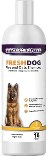 Fresh-Dog Aloe Vera & Oats Shampoo for Dry Skin & Shiny Coat – Moisturizes, Soothes Irritated Skin, Promotes Healthy Fur – 16 oz