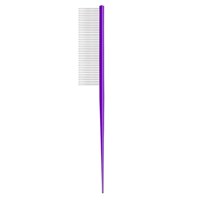 Pet Grooming Comb Rat Tail Comb Cat Hair Trimmer Combs Dog Hairstyle Comb Float Hair Removal Dematting for Cat Dogs Cat Comb Dog Comb Rounded Ends Pet Hair Comb for Home Grooming (One Size,Purple 2)