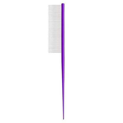 Pet Grooming Comb Rat Tail Comb Cat Hair Trimmer Combs Dog Hairstyle Comb Float Hair Removal Dematting for Cat Dogs Cat Comb Dog Comb Rounded Ends Pet Hair Comb for Home Grooming (One Size,Purple 2)