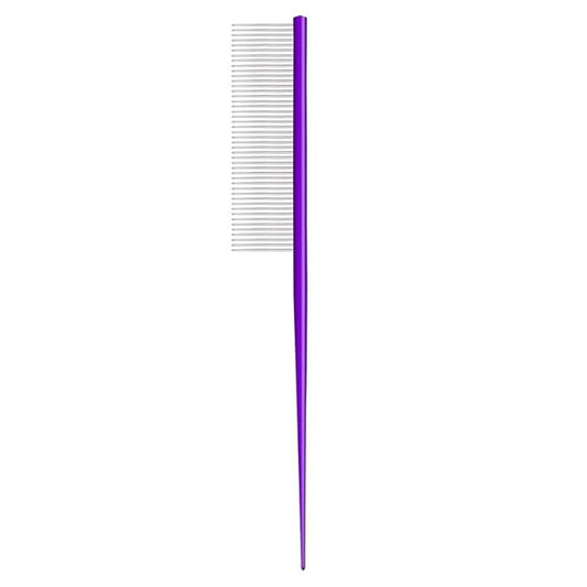 Pet Grooming Comb Rat Tail Comb Cat Hair Trimmer Combs Dog Hairstyle Comb Float Hair Removal Dematting for Cat Dogs Cat Comb Dog Comb Rounded Ends Pet Hair Comb for Home Grooming (One Size,Purple 2)