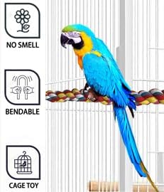2pcs 48inch(122cm) Parrot Rope Perches,Bendable Climbing Standing Chew Cage Toys Heavyduty Made Bungee Toys for Large to Regular Size Birds