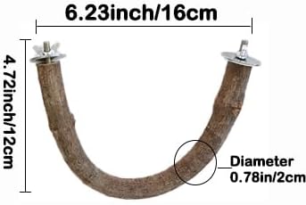 2Pcs 6.2inch Parrot Bird Natural Wood Stand Perch Swing U Shape Stick Bird Perches Bird Cage Toy for for Small to Regular Size Birds