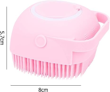 Dog Bath Brush Soft Silicone Dog Shampoo Brush | Pet Shampoo Massage Dispenser Dog Brush for Shedding Massage Dispenser Shower Brush for Short and Long Haired Dogs and Cats (Pink)