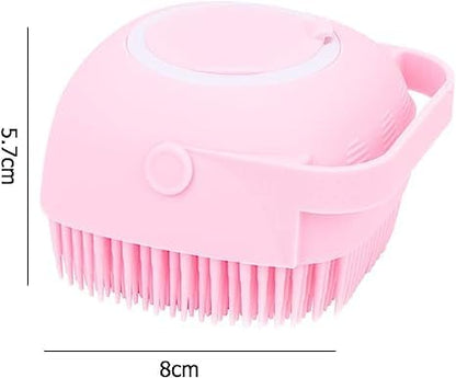 Dog Bath Brush Soft Silicone Dog Shampoo Brush | Pet Shampoo Massage Dispenser Dog Brush for Shedding Massage Dispenser Shower Brush for Short and Long Haired Dogs and Cats (Pink)