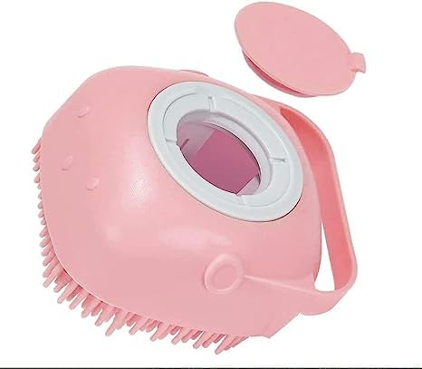 Dog Bath Brush Soft Silicone Dog Shampoo Brush | Pet Shampoo Massage Dispenser Dog Brush for Shedding Massage Dispenser Shower Brush for Short and Long Haired Dogs and Cats (Pink)