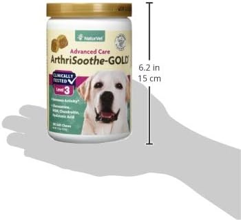 NaturVet ArthriSoothe-Gold Level 3 Advanced Joint Care for Dogs  Soft Chew Dog Supplement with Glucosamine, MSM, Chondroitin & Hyaluronic Acid  Wheat-Free Pet Supplements  180 Ct.