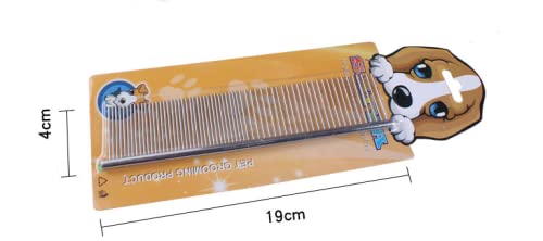 Dog Metal Comb 7.5inch Dogs Dematting Tool Pet Grooming Comb Stainless Steel Teeth Cats Pubby Comb for Removing Hair (M: 19x4cm)
