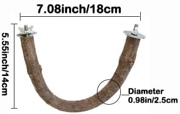 2Pcs 7inch Parrot Natural Wood Stand Perch Swing U Shape Stick Bird Perches Bird Cage Toy for Regular to Large Bird Amazon, Grey Parrots, Parakeets,Macaw