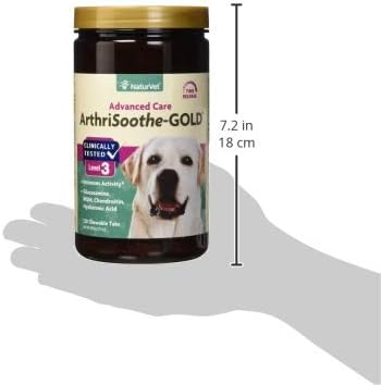NaturVet  ArthriSoothe-GOLD  Level 3 Advanced Joint Care | Clinically Tested to Support Connective Tissue, Cartilage Health & Joint Movement | Enhanced with Glucosamine, MSM, Chondroitin & Green Lipped Mussel | For Dogs & Cats | 120 Chewable Tablets