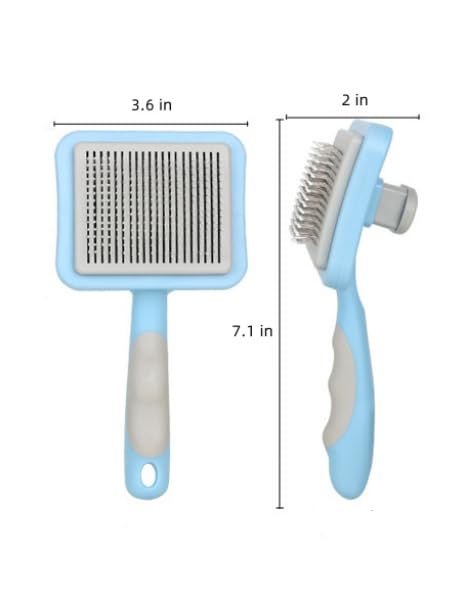 Dog Brush Cat Brush,Pet Grooming Brush,Self Cleaning Cat Dog Slicker Brushes with Smooth Handle, Removes Loose hair & Tangles,Skin Friendly & Promote Circulation-Blue