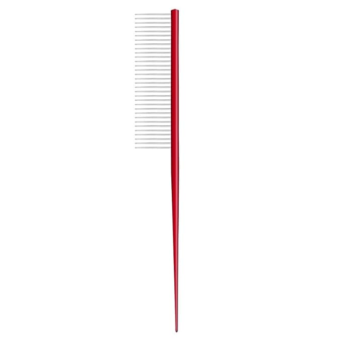 Pet Grooming Comb Rat Tail Comb Cat Hair Trimmer Combs Dog Hairstyle Comb Float Hair Removal Dematting for Cat Dogs Cat Comb Dog Comb Rounded Ends Pet Hair Comb for Home Grooming (One Size,red 3)