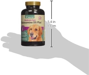NaturVet Glucosamine DS Plus Level 2 Moderate Care Joint Support Supplement for Dogs and Cats, Chewable Tablets Time Release, Made in The USA, 60 Count