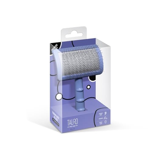 Dog Brush for Shedding Long and Short Hair, Plastic Soft Slicker for Grooming Haired Dogs and Cats, Flexible Cushion and Non-Slip Grip, Rectangular, 4,13 x 6,29 inch, Purple