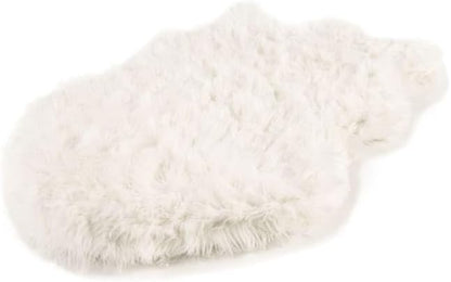 PupRug Orthopedic Dog Bed for Large Dogs with Fluffy Soft Faux Fur and Memory Foam for Joint Pain Relief, Machine Washable and Waterproof Couch Bed, Polar White, Medium