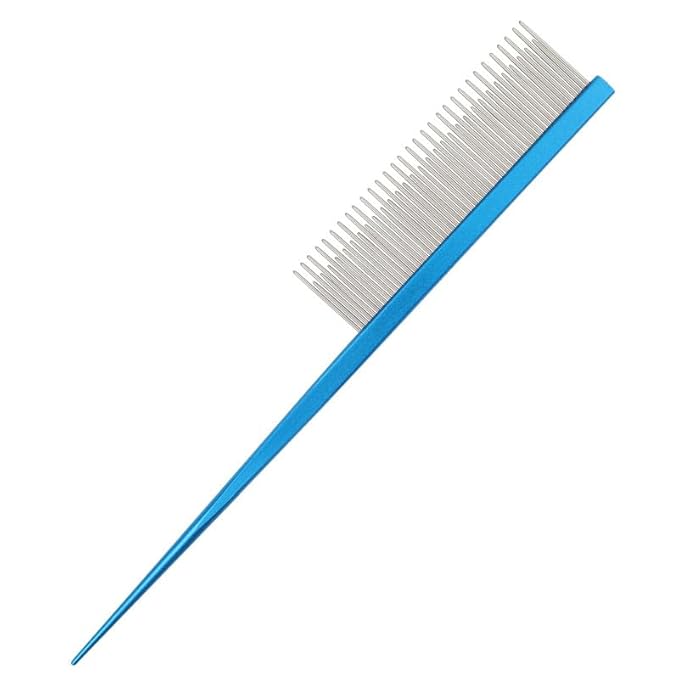 Pet Grooming Comb Rat Tail Comb Cat Hair Trimmer Combs Dog Hairstyle Comb Float Hair Removal Dematting for Cat Dogs Cat Comb Dog Comb Rounded Ends Pet Hair Comb for Home Grooming (One Size,blue 4)