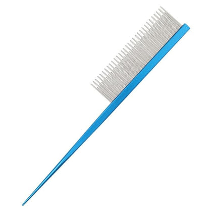 Pet Grooming Comb Rat Tail Comb Cat Hair Trimmer Combs Dog Hairstyle Comb Float Hair Removal Dematting for Cat Dogs Cat Comb Dog Comb Rounded Ends Pet Hair Comb for Home Grooming (One Size,blue 4)