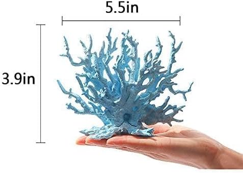 kathson Aquarium Coral Decor Fake Coral Ornaments Small Fish Tank Resin Decorations (Pink and Blue, 2 Pack)