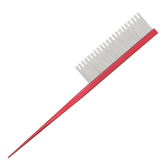 Pet Grooming Comb Rat Tail Comb Cat Hair Trimmer Combs Dog Hairstyle Comb Float Hair Removal Dematting for Cat Dogs Cat Comb Dog Comb Rounded Ends Pet Hair Comb for Home Grooming (One Size,red 5)