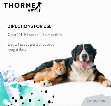 ThorneVet ColostrumVET Supplement for Dogs & Cats – Bovine Colostrum Powder to Boost Immunity, Digestive Health, & Vitality – Rich in Antibodies, Amino Acids, & Vitamins - 112 Scoops