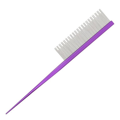Pet Grooming Comb Rat Tail Comb Cat Hair Trimmer Combs Dog Hairstyle Comb Float Hair Removal Dematting for Cat Dogs Cat Comb Dog Comb Rounded Ends Pet Hair Comb for Home Grooming (One Size,Purple 5)