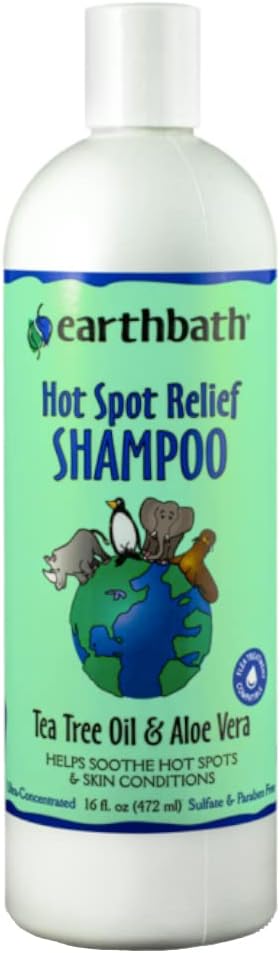 earthbath, Hot Spot Relief Pet Shampoo - Tea Tree Oil Hot Spot Treatment for Dogs, Best Dog Shampoo for Itching & Skin Conditions, Made in USA, Cruelty Free Itch Relief for Dogs - 16 Oz (2 Pack)