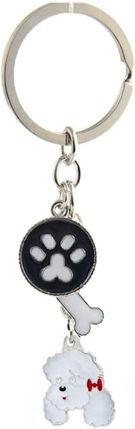 Dog Keychain, Puppy Keyring Keyfob Metal Pet ID Tags for Clothing Bag Adornment Accessory (21-Poodle)