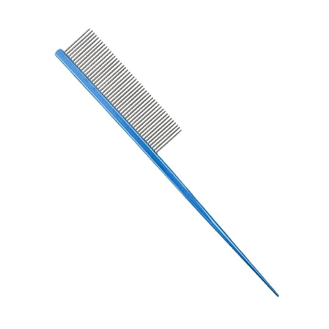 Pet Grooming Comb Rat Tail Comb Cat Hair Trimmer Combs Dog Hairstyle Comb Float Hair Removal Dematting for Cat Dogs Cat Comb Dog Comb Rounded Ends Pet Hair Comb for Home Grooming (One Size,blue 1)