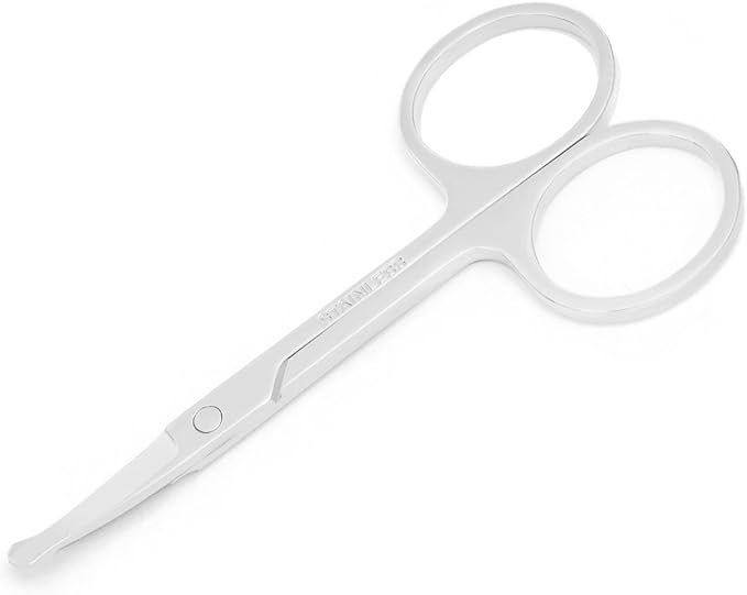 3.5 Inch Silent Pet Grooming Tiny Safety Scissors for Cats & Dogs - Quiet Alternative to Electric Clippers for Sensitive Pets (Silver-Curved)