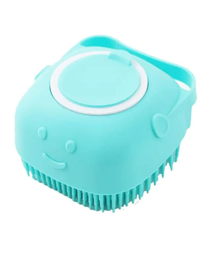 Dog Bath Brush, Dog Grooming Brush - Silicone Cat Shampoo Comb, Shampoo Dispenser for Kitty and Puppy (Blue)