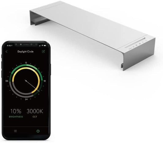 ONF Flat One+ 24 Inch 24/7 Cycle Aquarium Light, Yellow White Full Spectrum Colorfull LED Light, Fish Tank Light Brightness Dimmable & Color Temperature APP Controlled, Sunrise & Sunset Hood Style