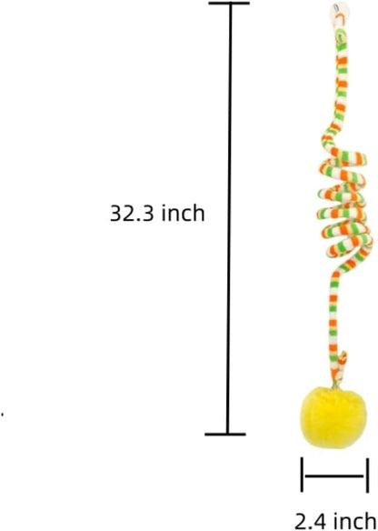 3Pcs Cat Spring Toys with Ball Hanging Kitten Toys Pets Interactive Toy Cat Ball Toys with Bell Long Tail Elastic Soft Plush Cat Toys for Indoor Kitten and Cats (yellowbluegreen, 3pcs)