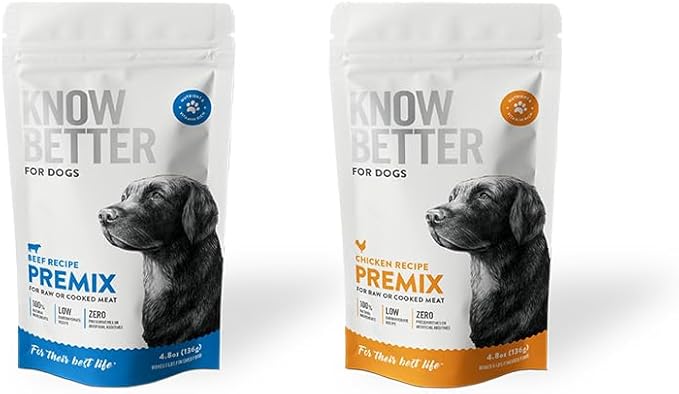 Know Better for Dogs - Beef Recipe, RAW or Cooked Premix/Supplement for Making Homemade Dog Food, All Natural, Holistic Veterinarian Approved, Grain Free, No Artificial Additives