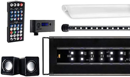CURRENT USA 48-60" Inch Serene Aquarium Visual and Audio Aquatic Experience Kit with LED Aquarium Light, LED Background Light, Frosted Background Film & Speaker for Fish Tank (4027)