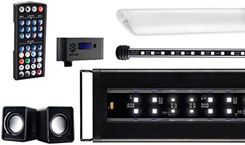 CURRENT USA 24-36" Inch Serene Aquarium Visual and Audio Aquatic Experience Kit with LED Aquarium Light, LED Background Light, Frosted Background Film & Speaker for Fish Tank (4025)