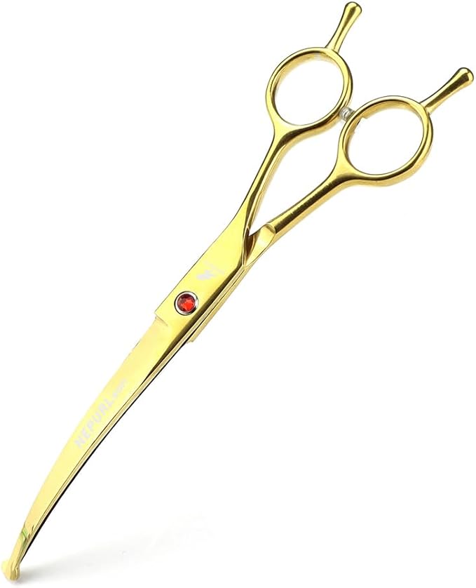 7.0" Dog Scissors Pet Grooming Kit Round-tip Safety Scissors Fishbone Teeth Shears with Forceps Hairdressing Hair Styling Tool Gift Set 5 Pieces (Gold)