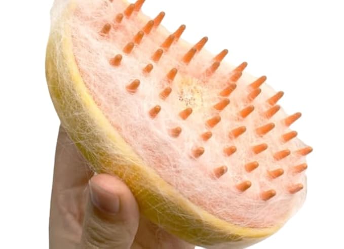 Dog and Cat Steam Brush - 3 in 1 Dog Hair Comb for Massage -Self Cleaning Steam Dog and Cat Brush for Massage, Cat Steam Brush for Removing Loose Hair (Yellow)