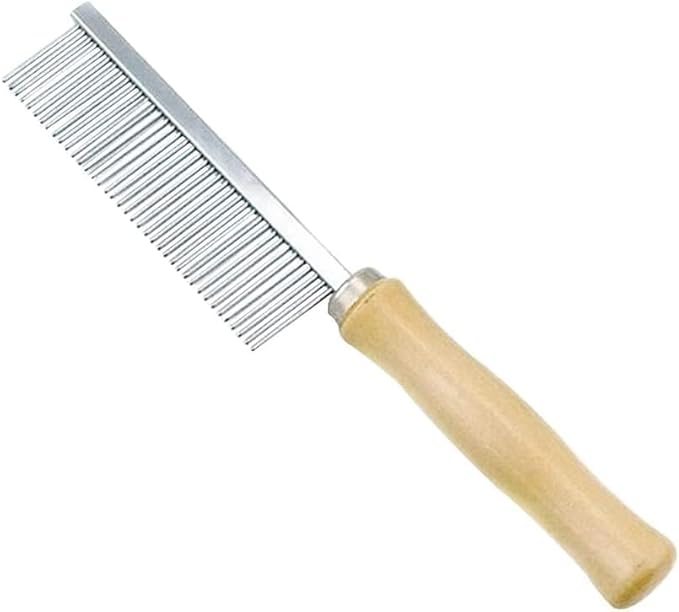 Silver Dog and Cat Combs For Grooming Long Haired Cats and Dogs - Pet Dog Cat Comb Stainless Steel Pin Teeth Wooden Handle Grooming Fur Hair Brush - Comb Removes and Prevents Matted Furï¼_rooming