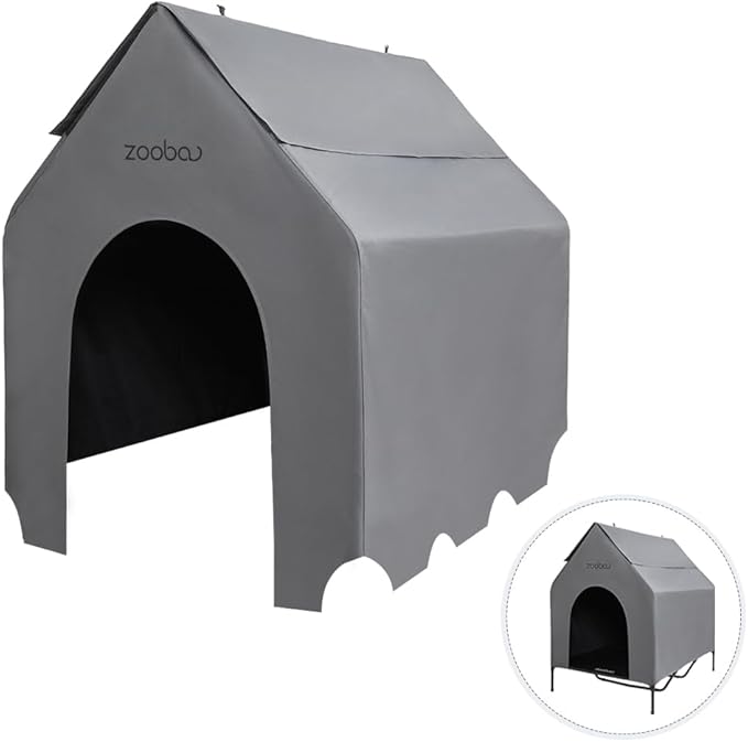 48 Durable Dog House Cover - Waterproof & UV-Resistant 600D Oxford Fabric Canopy for Outdoor Kennels - Cover Only, Fits 36"x30"x44" Houses - Protective Large Breed Shelter Top - Cool Grey