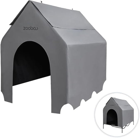 48 Durable Dog House Cover - Waterproof & UV-Resistant 600D Oxford Fabric Canopy for Outdoor Kennels - Cover Only, Fits 36"x30"x44" Houses - Protective Large Breed Shelter Top - Cool Grey