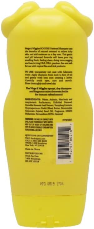 Wags & Wiggles Soothe Oatmeal Dog Shampoo in Warm Vanilla Scent | Oatmeal Dog Shampoo for All Dogs With Dry, Itchy, and Sensitive Skin | Dog Supplies, 16 Ounces