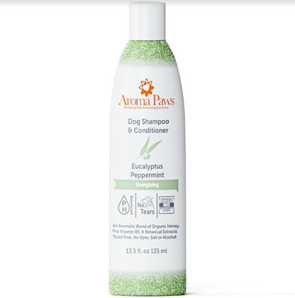 Dog Shampoo and Conditioner - Aromatic Tearless Shampoo for Cleansing, Grooming, and Conditioning - Moisturizing Shampoo for Dogs and Puppies - Eucalyptus Peppermint 13.5 oz