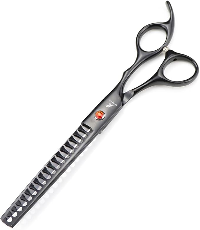 7.0" Dog Scissors Pet Grooming Kit Round-tip Safety Scissors Fishbone Teeth Shears with Forceps Hairdressing Hair Styling Tool Gift Set 5 Pieces (Black)