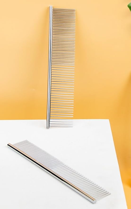 7.5-InchStainless-Steel Comb,Mats & Loose Hair Removal - Effective Dematting Tool Comfortable, Lightweight, Portable & Safe for Dogs,Cats & Pets(Silver)